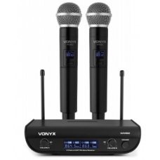  2 Microfones Mão UHF 2 Canais s/ Fios (WM82) - VONYX